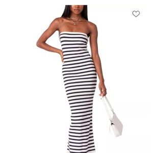 EdiktedStriped Strapless Maxi Dress